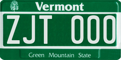 VT license plate ZJT000