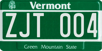 VT license plate ZJT004