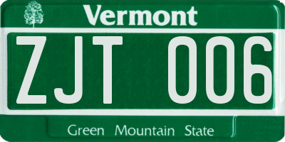 VT license plate ZJT006