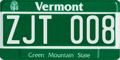 VT license plate ZJT008