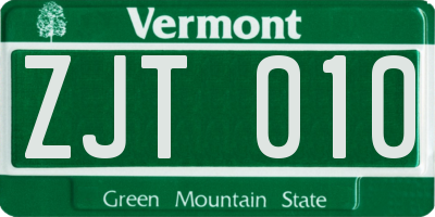 VT license plate ZJT010
