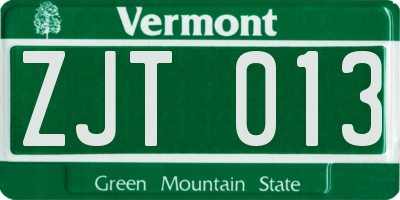 VT license plate ZJT013