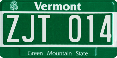 VT license plate ZJT014