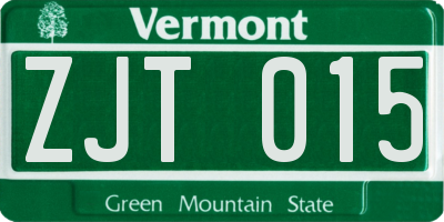 VT license plate ZJT015