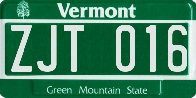 VT license plate ZJT016