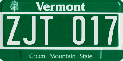 VT license plate ZJT017