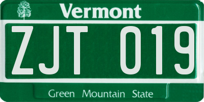 VT license plate ZJT019