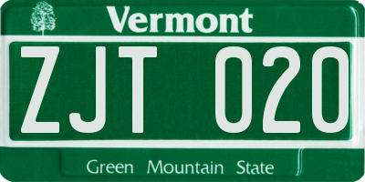 VT license plate ZJT020