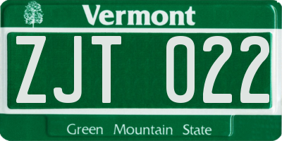 VT license plate ZJT022
