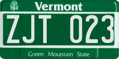 VT license plate ZJT023