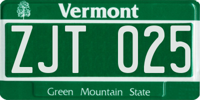VT license plate ZJT025