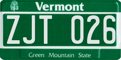 VT license plate ZJT026