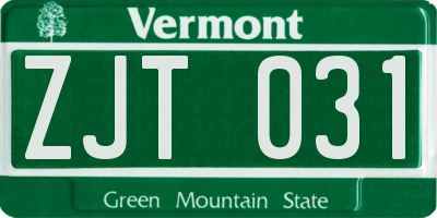 VT license plate ZJT031