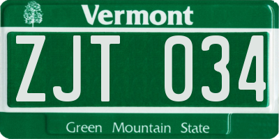 VT license plate ZJT034