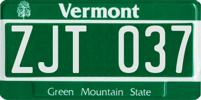 VT license plate ZJT037