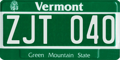 VT license plate ZJT040