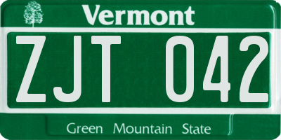 VT license plate ZJT042