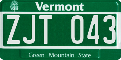 VT license plate ZJT043