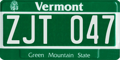 VT license plate ZJT047