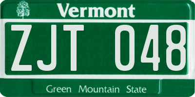 VT license plate ZJT048
