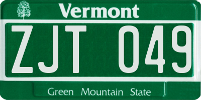 VT license plate ZJT049