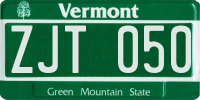 VT license plate ZJT050