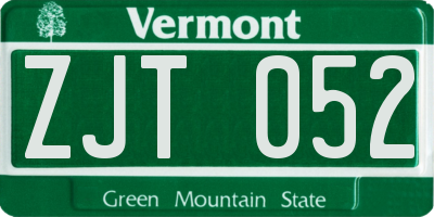 VT license plate ZJT052