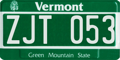 VT license plate ZJT053