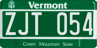 VT license plate ZJT054