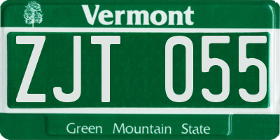 VT license plate ZJT055