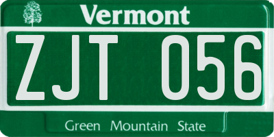 VT license plate ZJT056