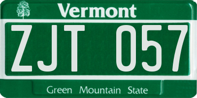 VT license plate ZJT057