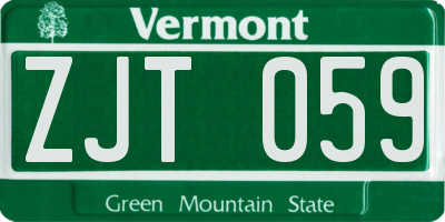 VT license plate ZJT059