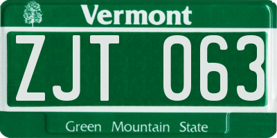 VT license plate ZJT063