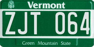 VT license plate ZJT064