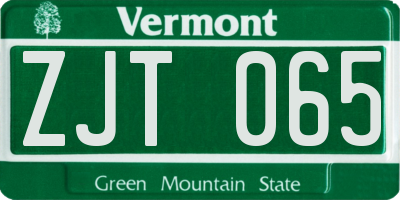 VT license plate ZJT065