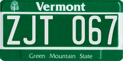 VT license plate ZJT067