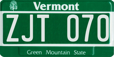 VT license plate ZJT070