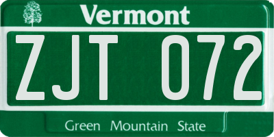 VT license plate ZJT072