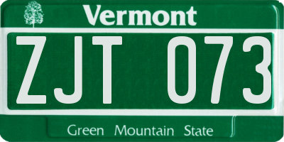 VT license plate ZJT073
