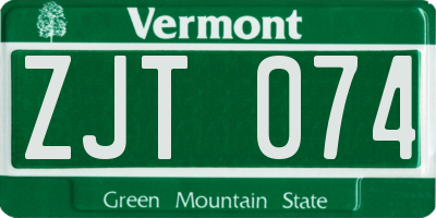 VT license plate ZJT074