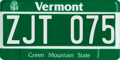 VT license plate ZJT075