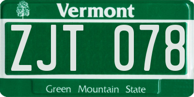 VT license plate ZJT078