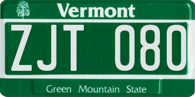 VT license plate ZJT080