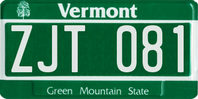 VT license plate ZJT081
