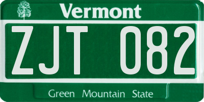 VT license plate ZJT082