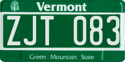 VT license plate ZJT083