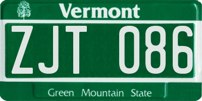 VT license plate ZJT086