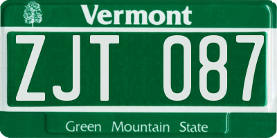 VT license plate ZJT087