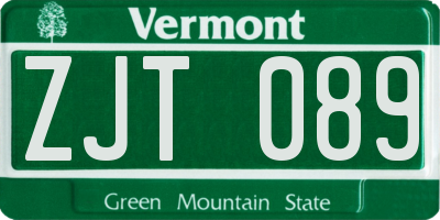 VT license plate ZJT089